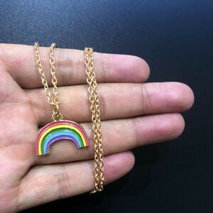 New Fashion Colorful Rainbow Pride Pendant Gold Rose Gold